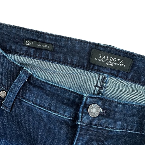 Talbots Flawless Five-Pocket Blue Denim Jeans, Slim Ankle, 12P - Picture 3 of 10